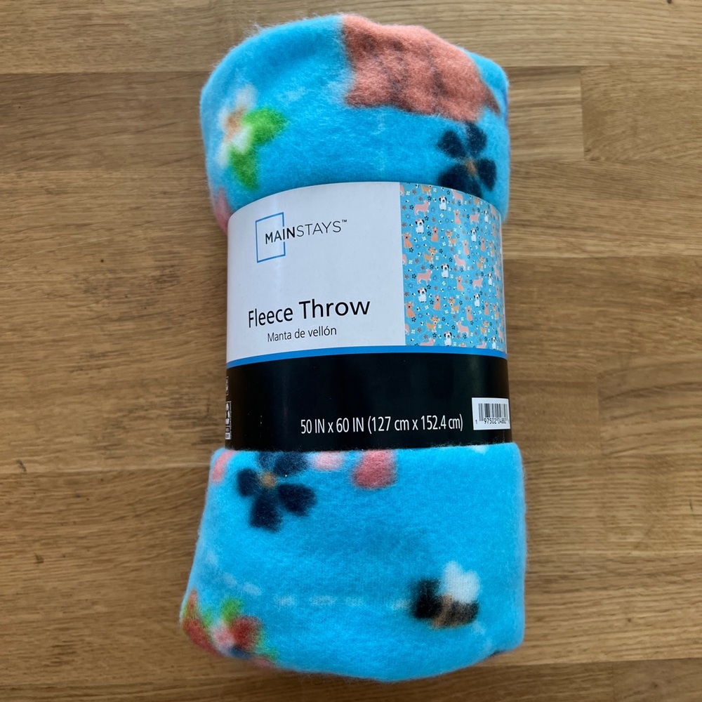 Dog Days Print Blue Fleece Throw NWT - Picture 2 of 6